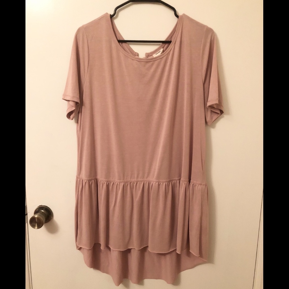 Dusty Rose Short Sleeve High Low Tunic